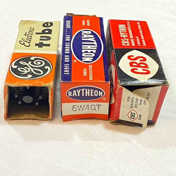 Vintage Lot of 3 Electron Vacuum Tubes 6W4GT Radio AMP Audio Not Tested As Is - Picture 4 of 4